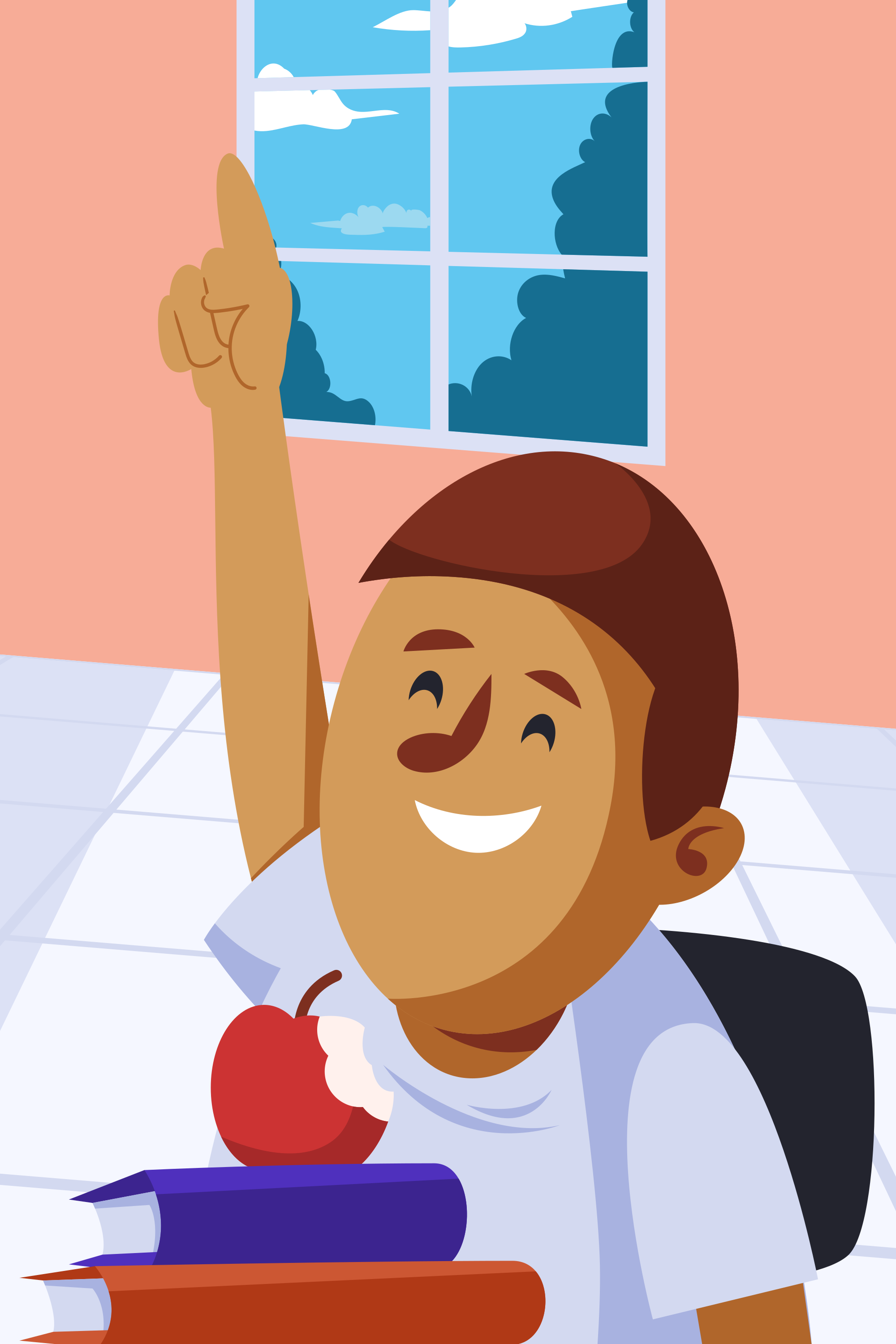 Un estudiante levanta la mano en clase.