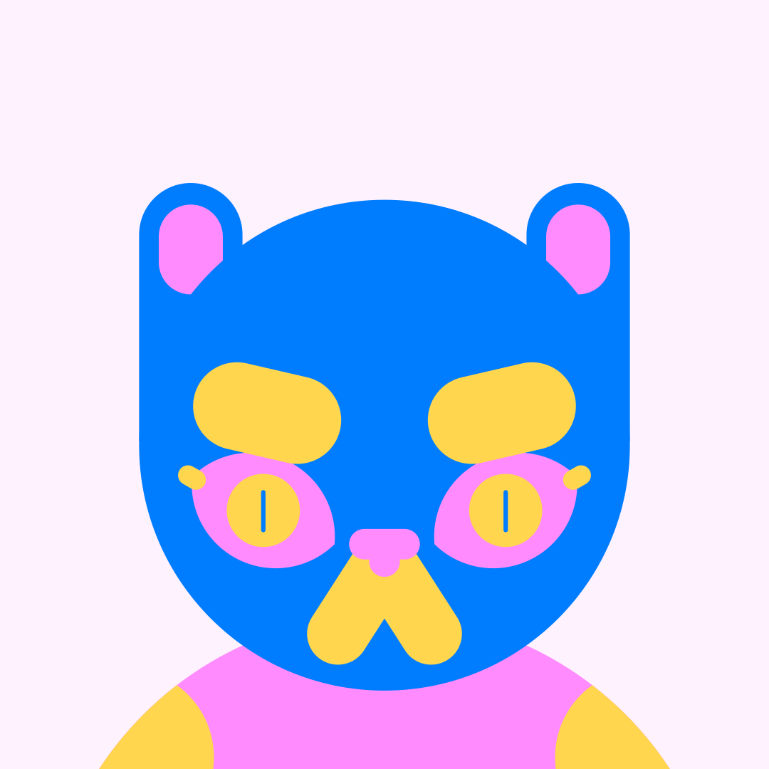 A stylized cat illustration with glasses.