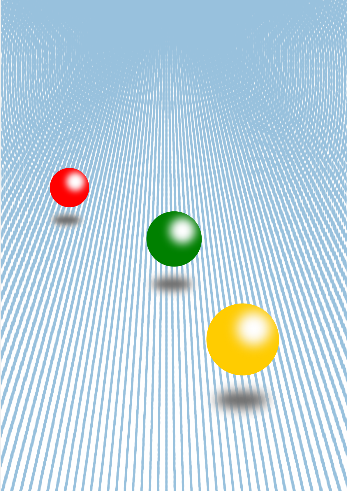 Three colorful spheres float above a striped surface. vector – Free ...