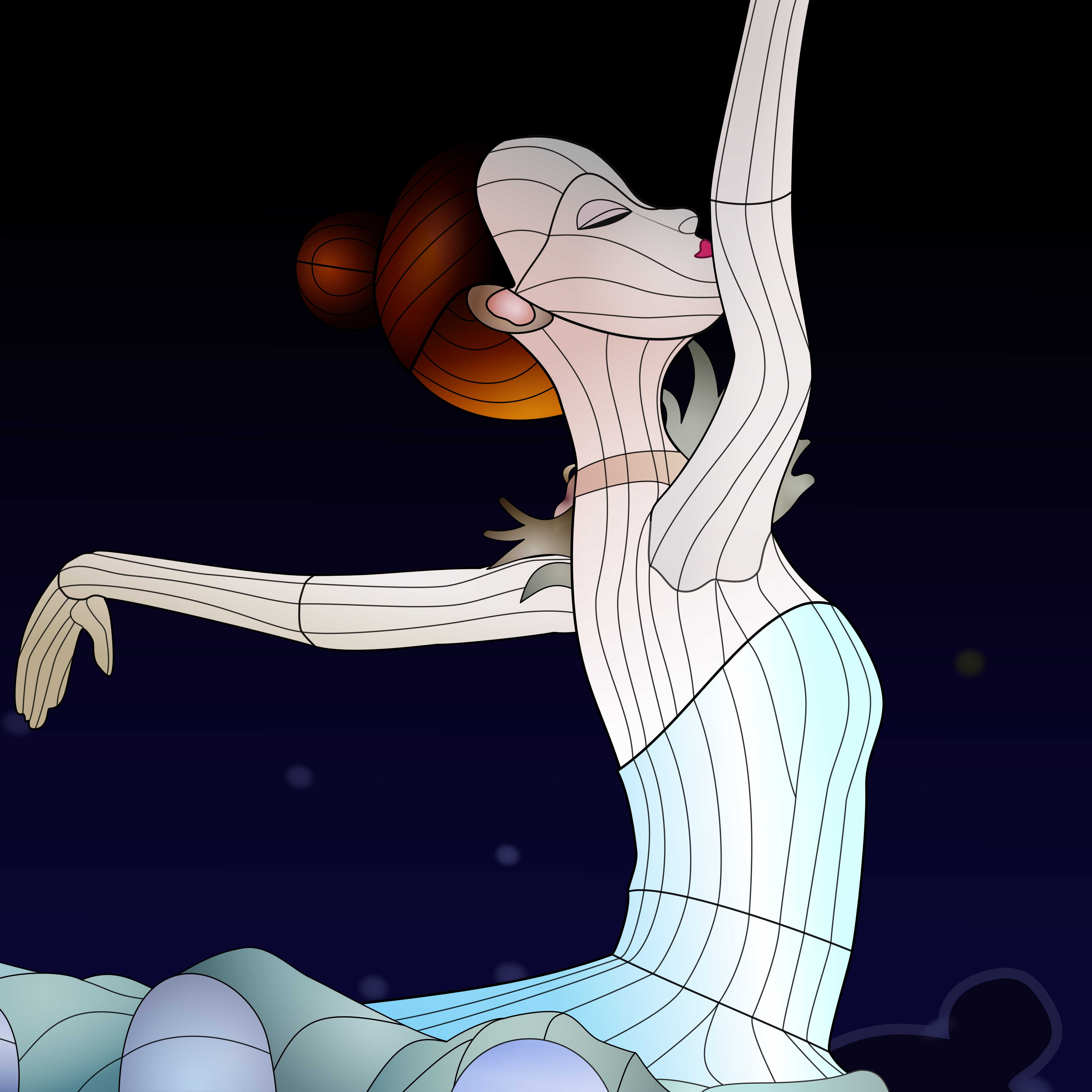 A ballerina performs a graceful ballet pose.