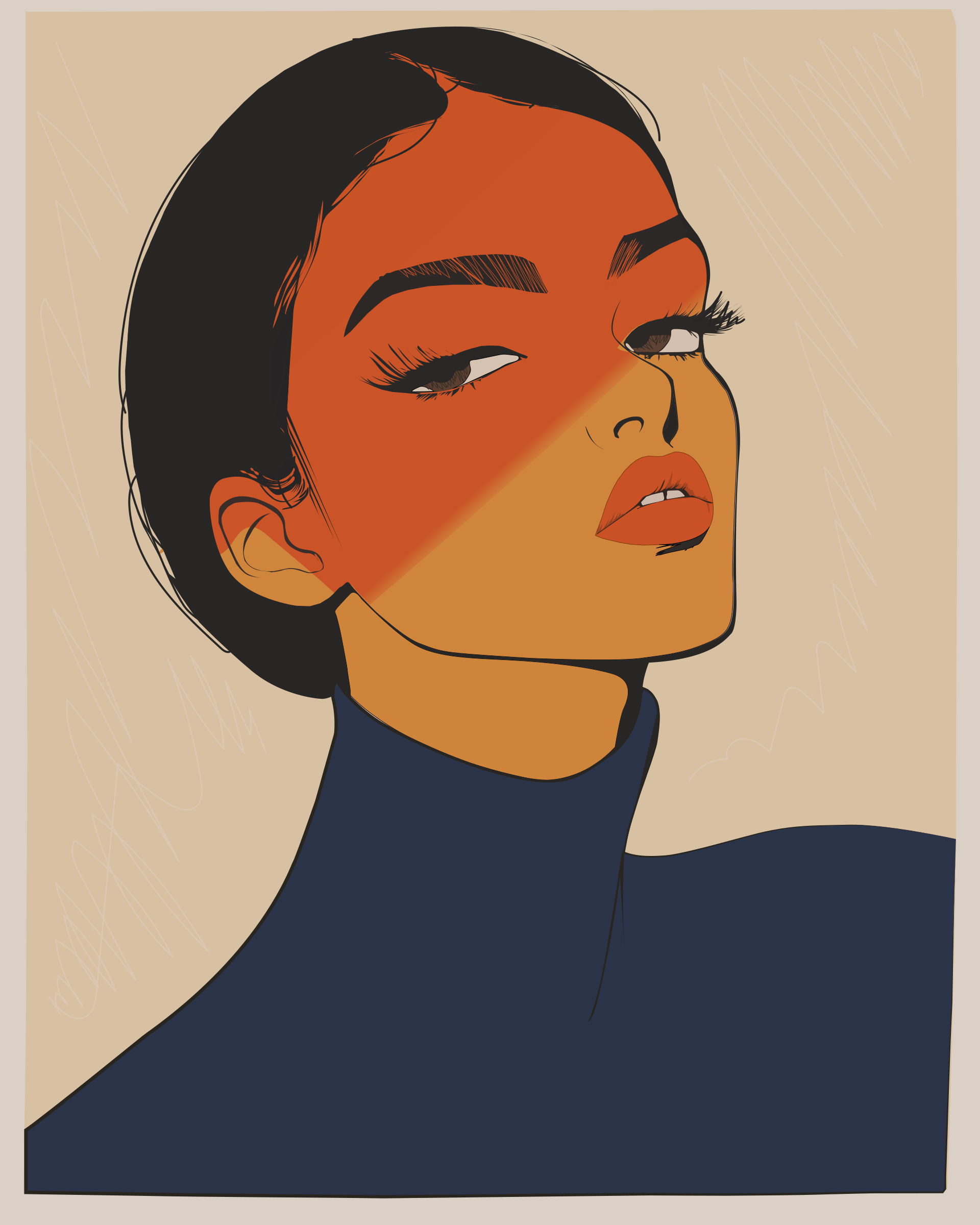 A stylish illustration of a woman.