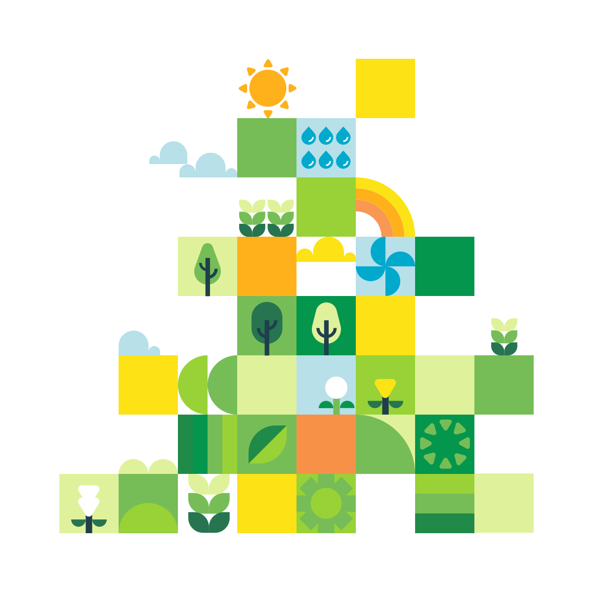 Geometric design of a sunny garden.