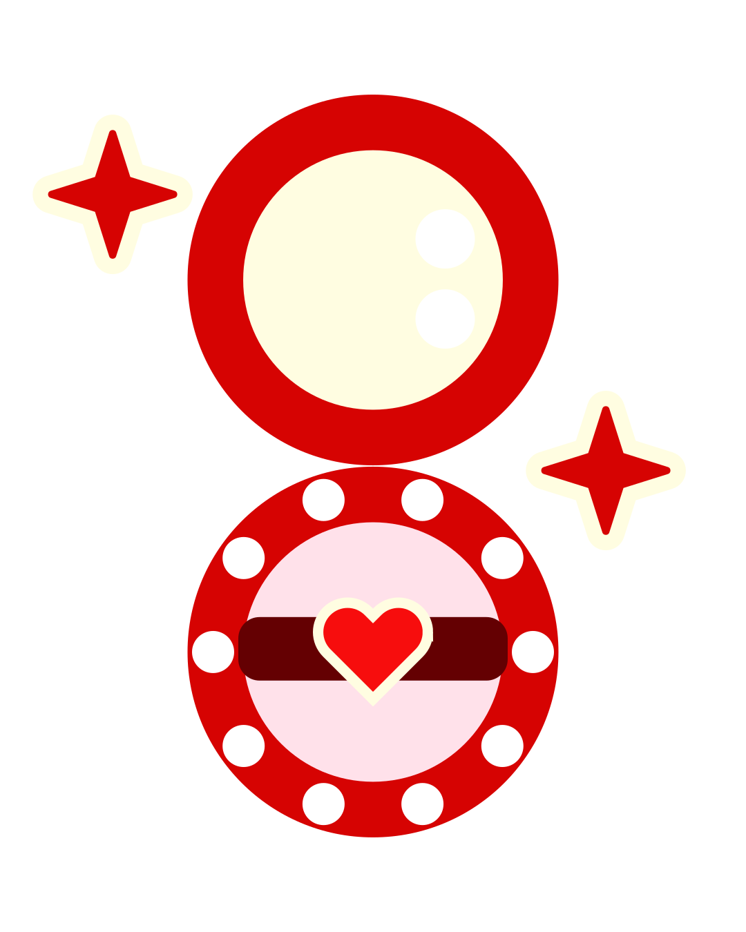 A red compact mirror with a heart design.