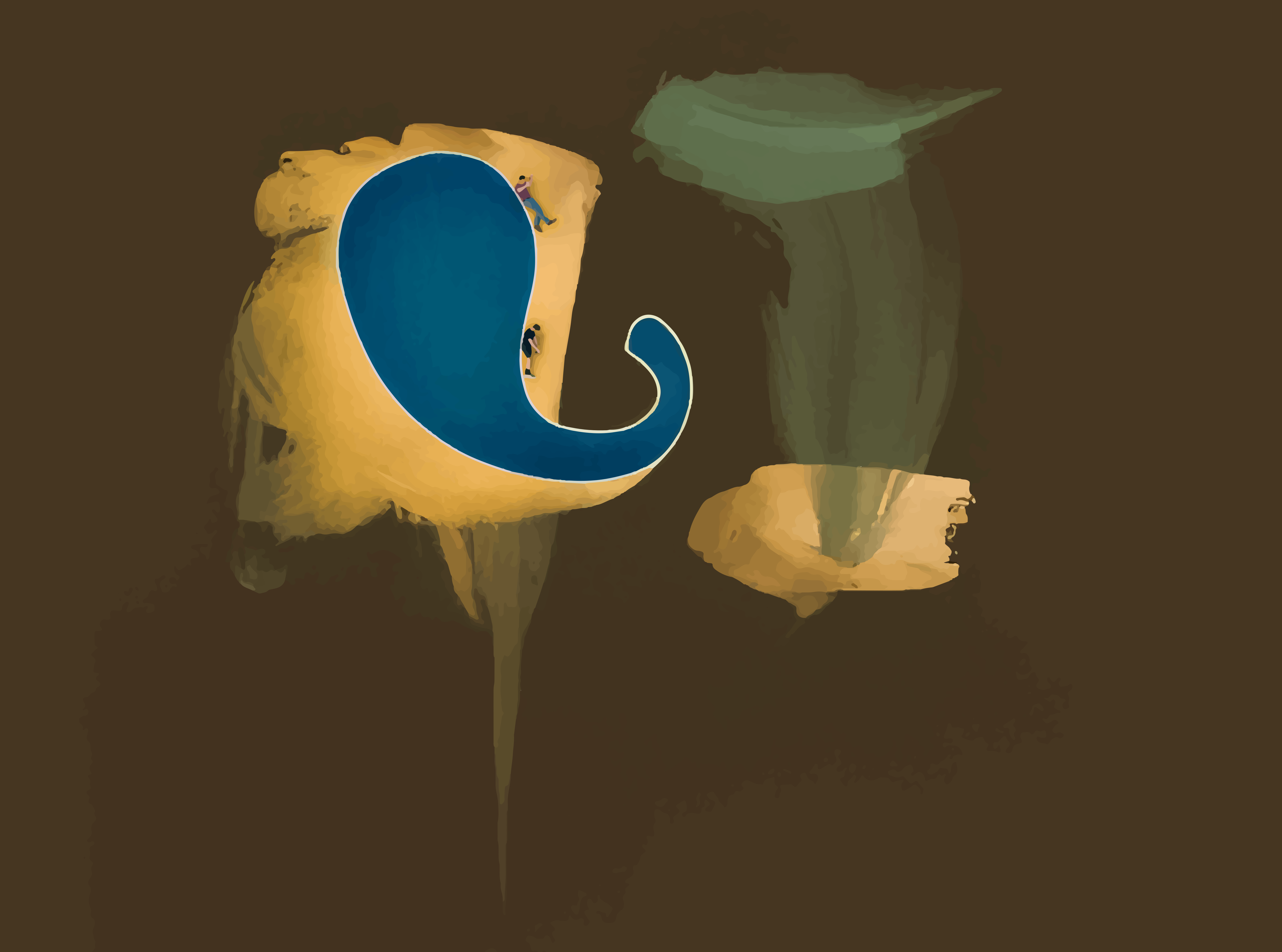 Abstract art featuring a blue paisley design.