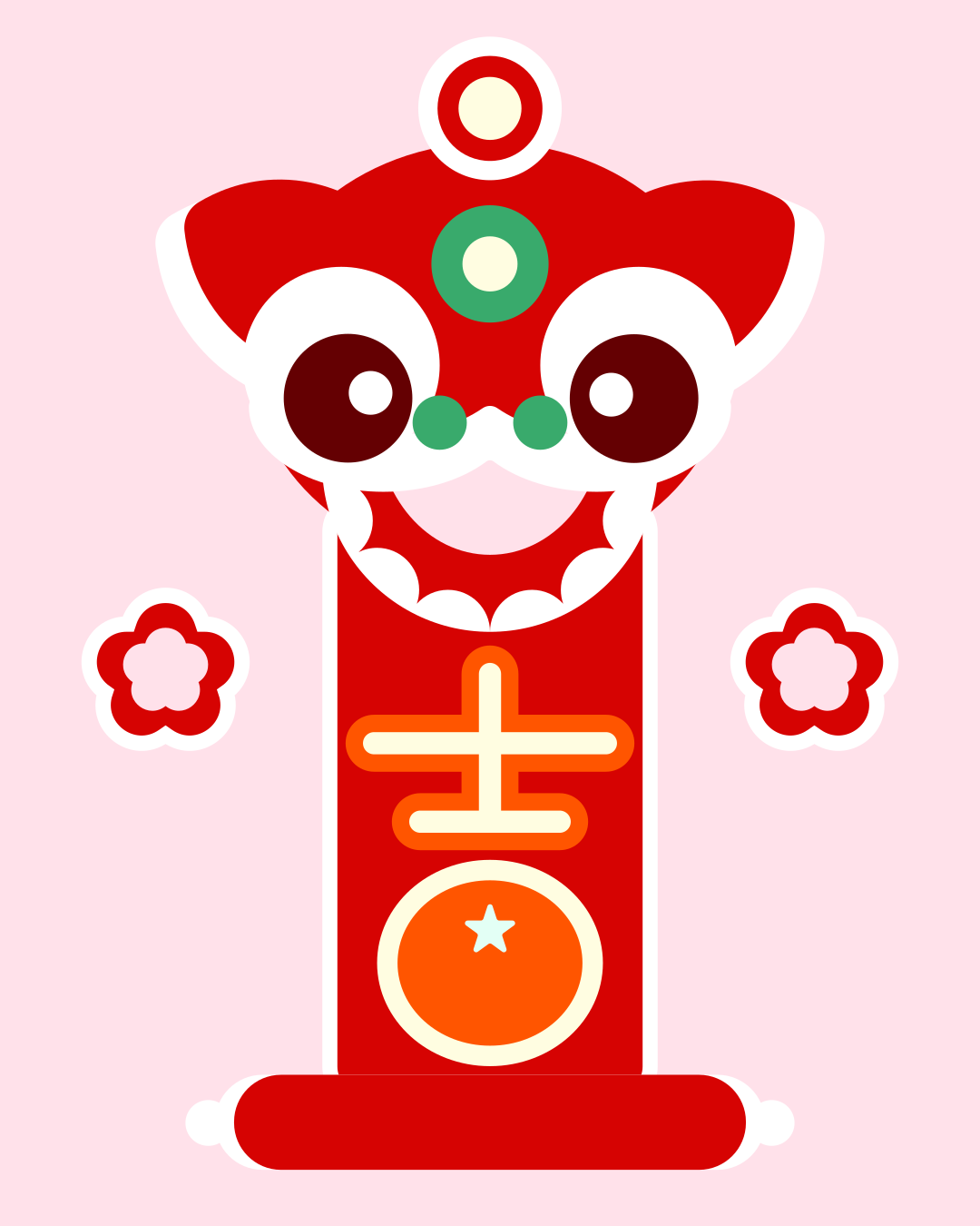 A red lion dance mascot for chinese new year.