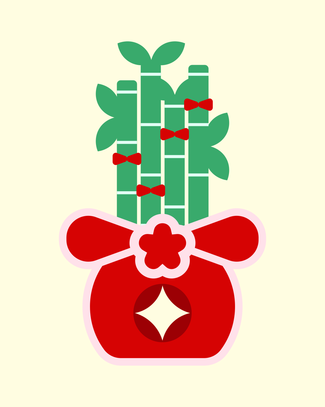 Lucky bamboo plant, a symbol of good fortune.