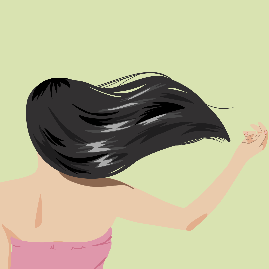 El pelo se mueve con el viento.