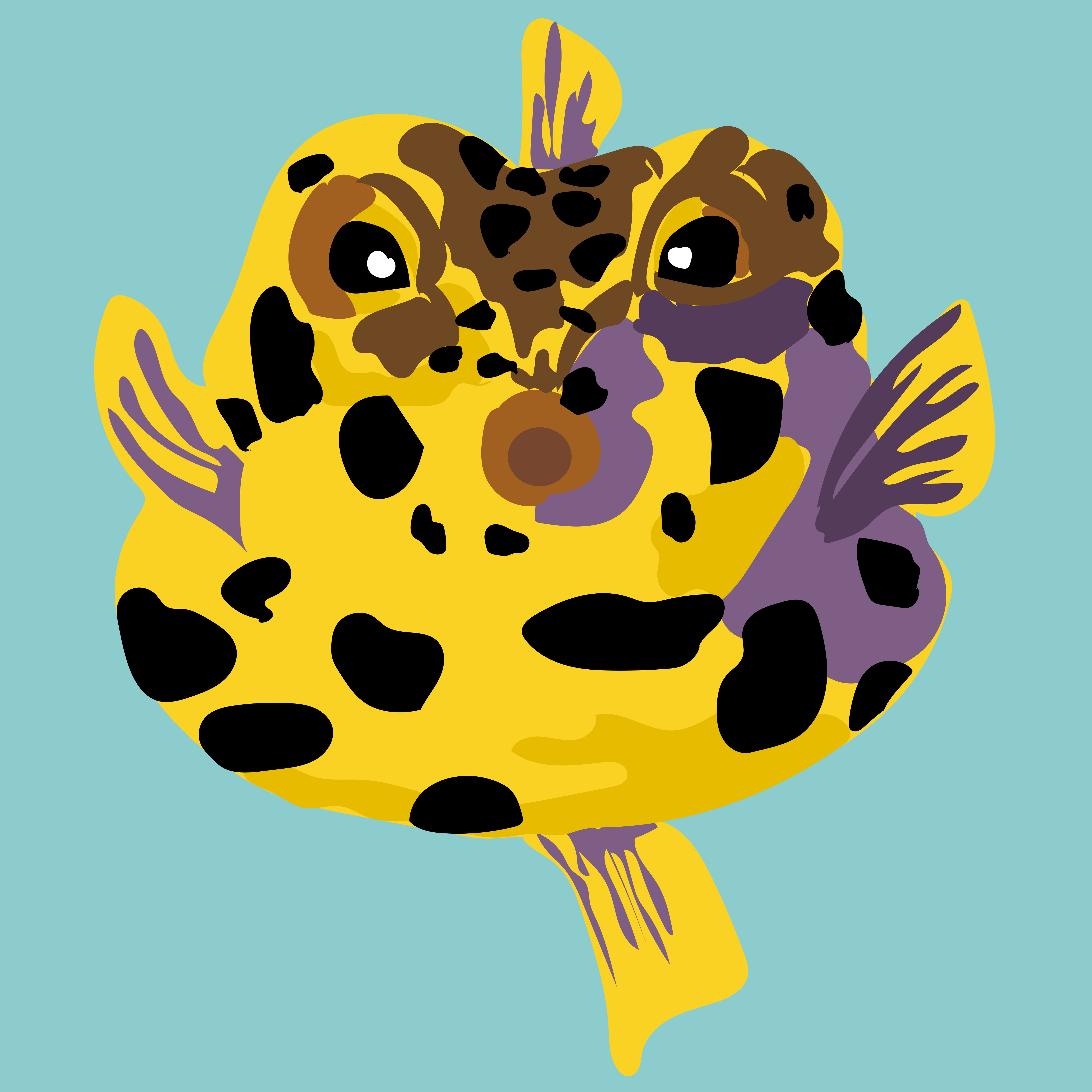 A cartoon of a puffer fish.