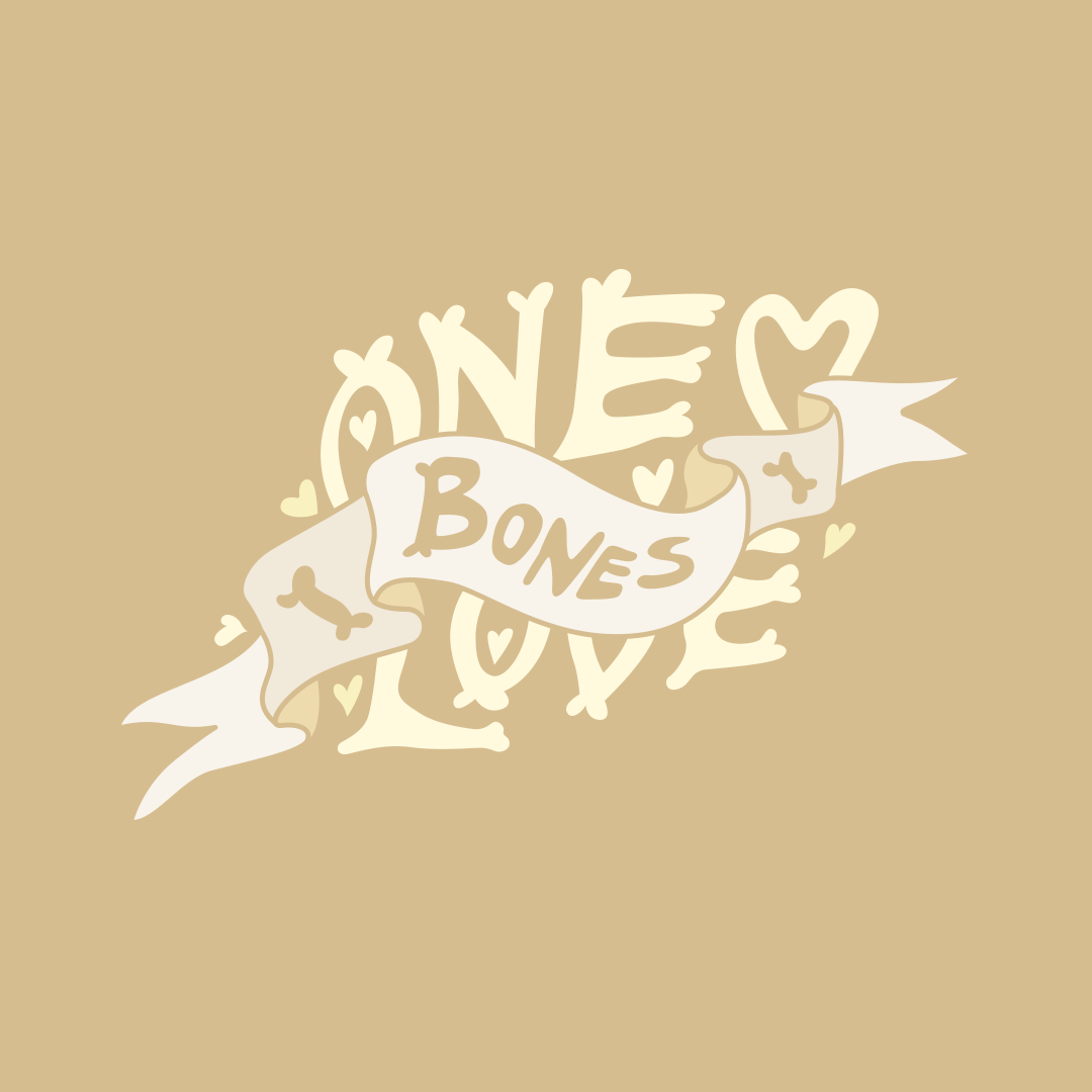 Eine Liebe zu Knochen, dargestellt im Tattoo-Stil.