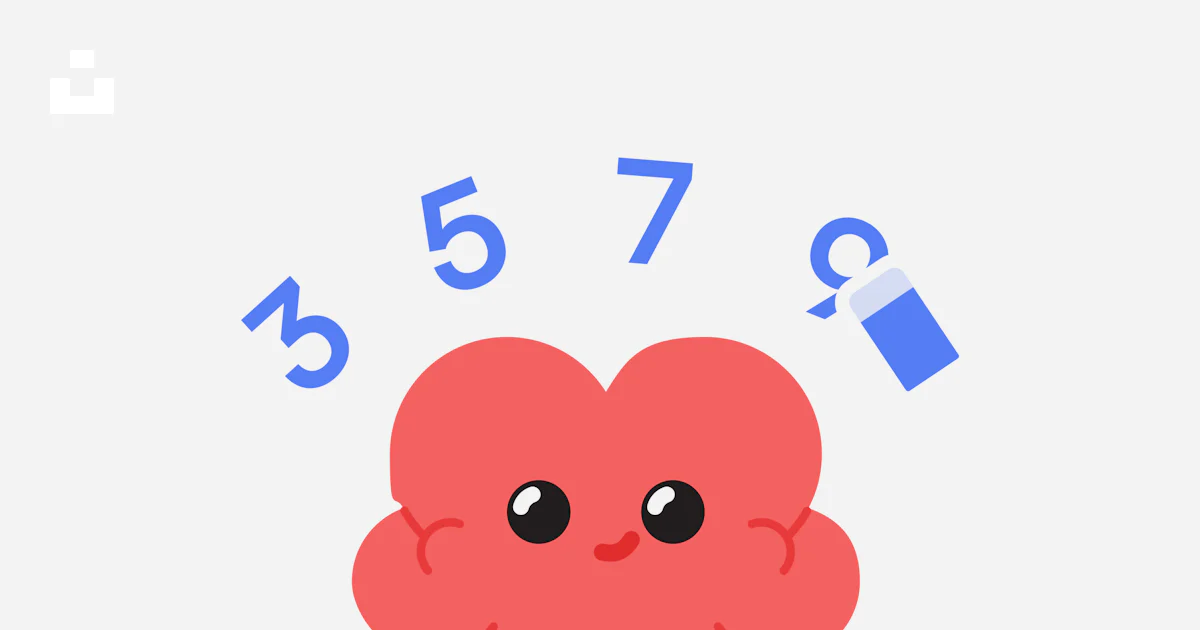 A cute brain thinking about some numbers. vector – Free Brain Image on ...