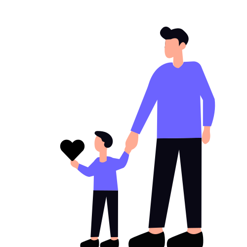 Father and son holding hands with a heart.