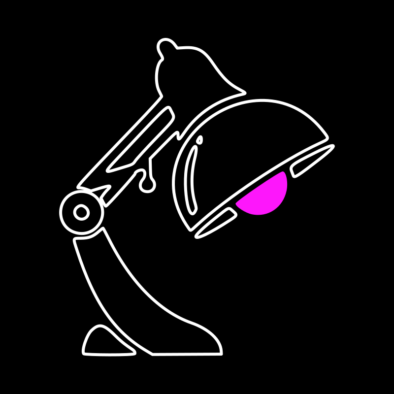 Una lampada da cartone animato con una luce rosa.