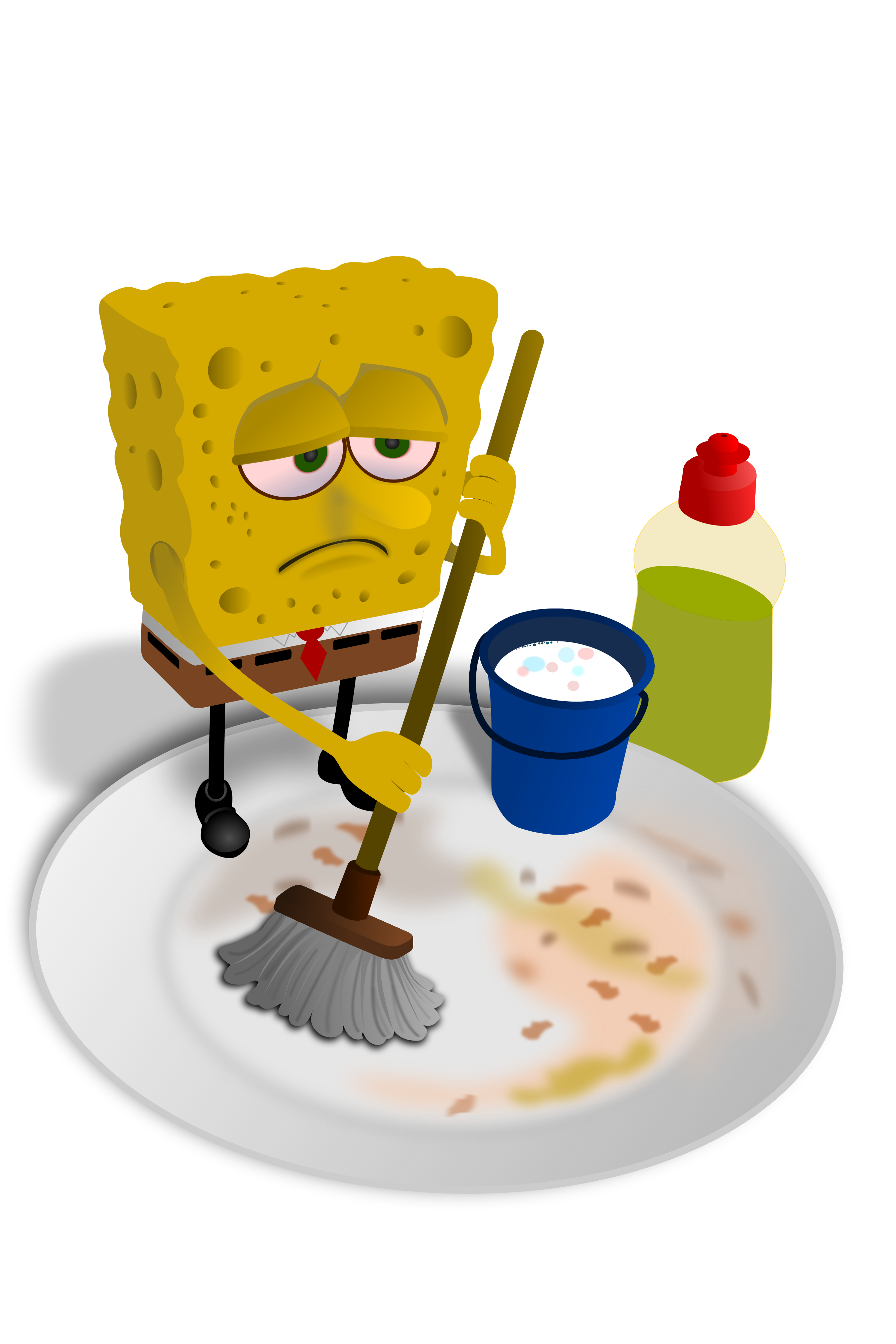 Spongebob is sadly cleaning the dirty dishes. vector – Free Cartoon ...