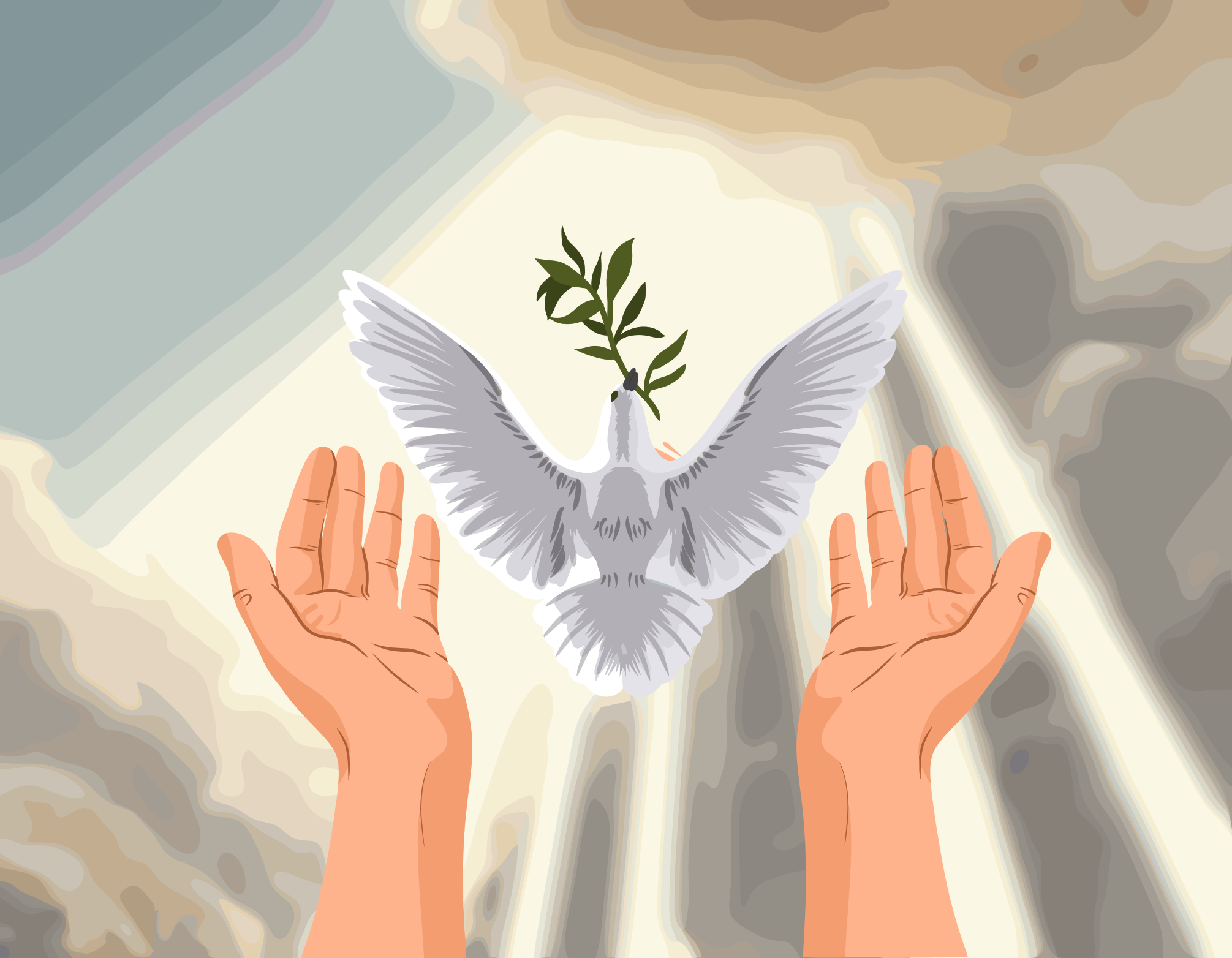 Fondo De Pantalla De Manos En Oración Con Paloma