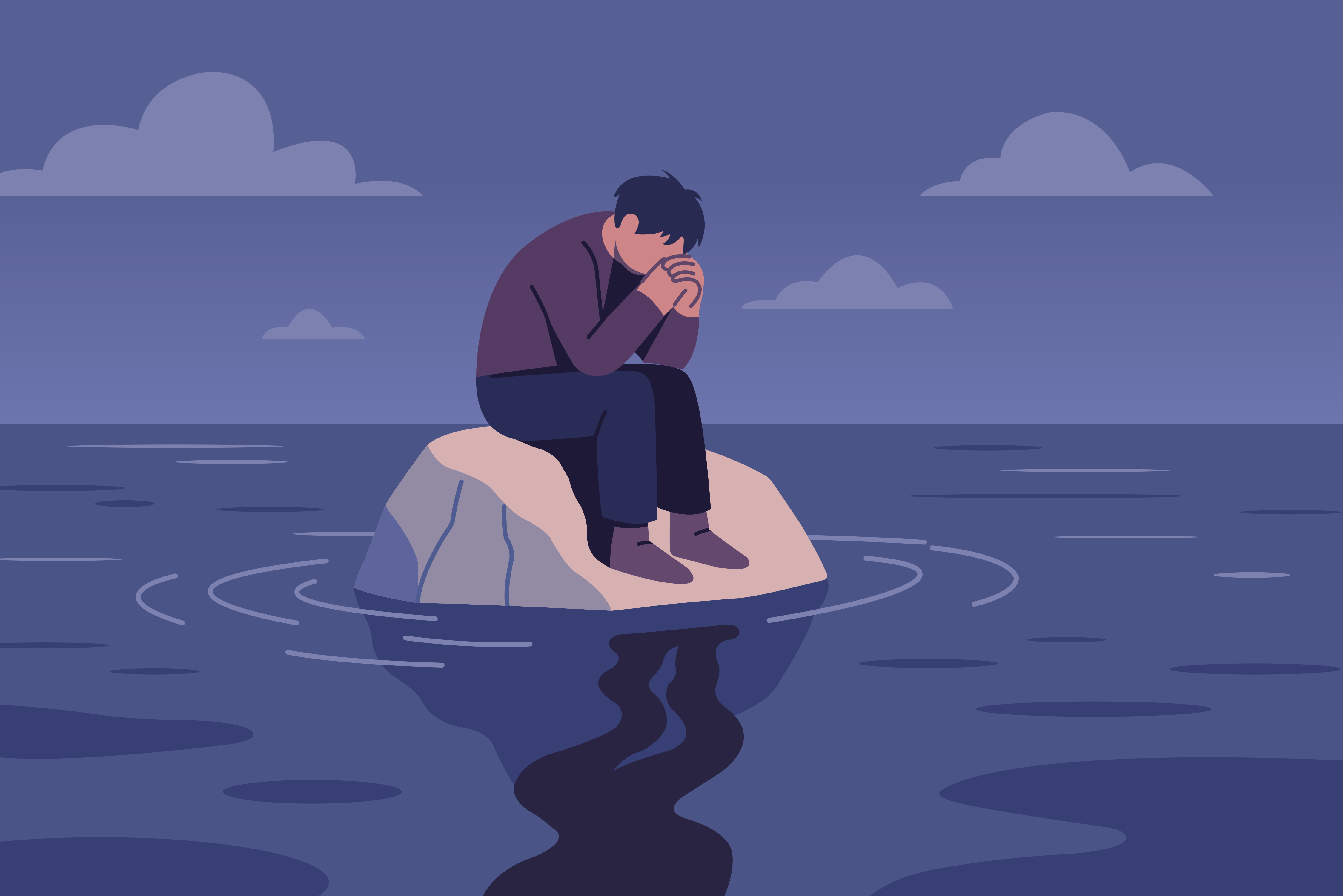 Uma pessoa senta-se sozinha, parecendo triste e isolada. vetor – Imagem  grátis sobre Design plano na Unsplash, image size:3000x2001