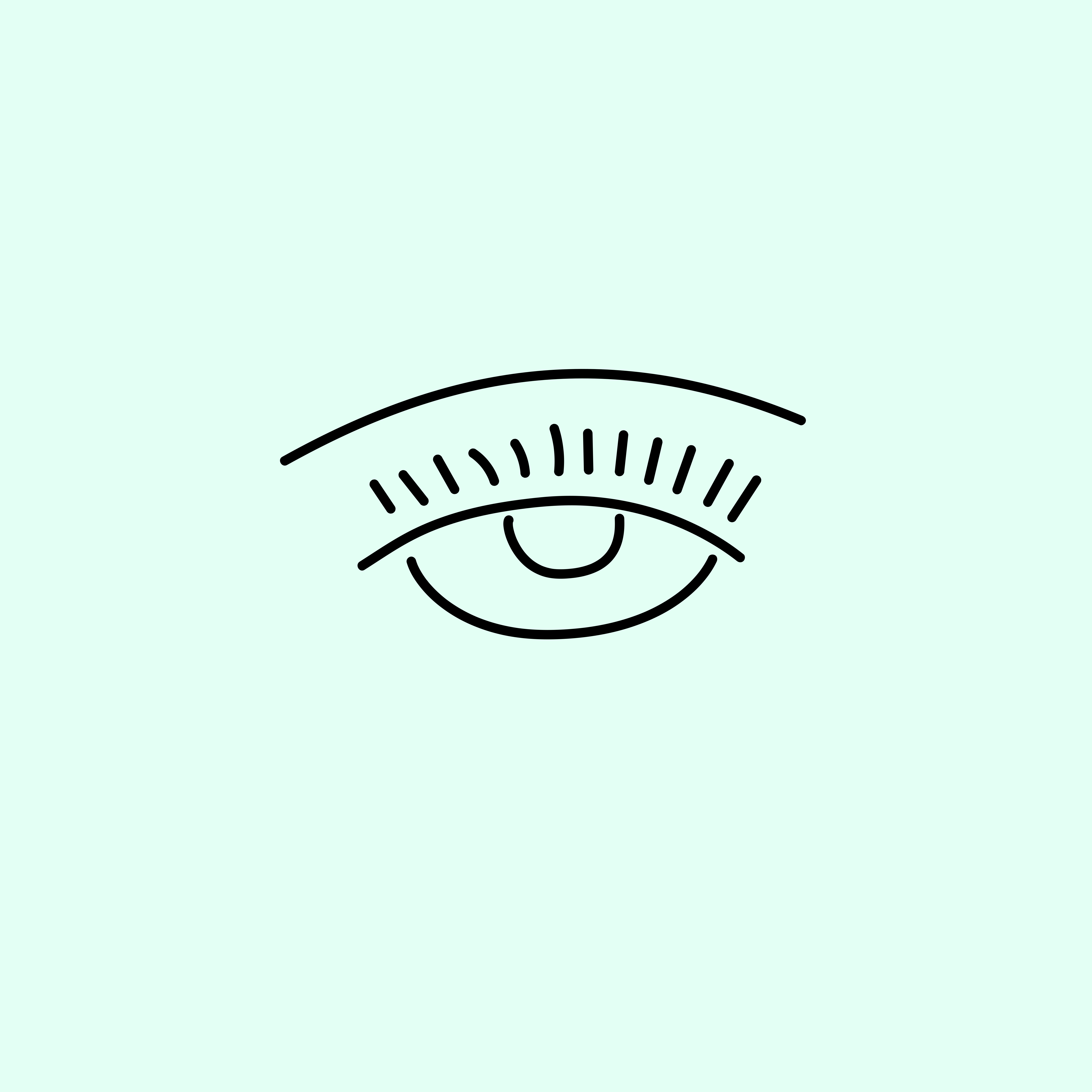 Line art illustration of a closed eye.