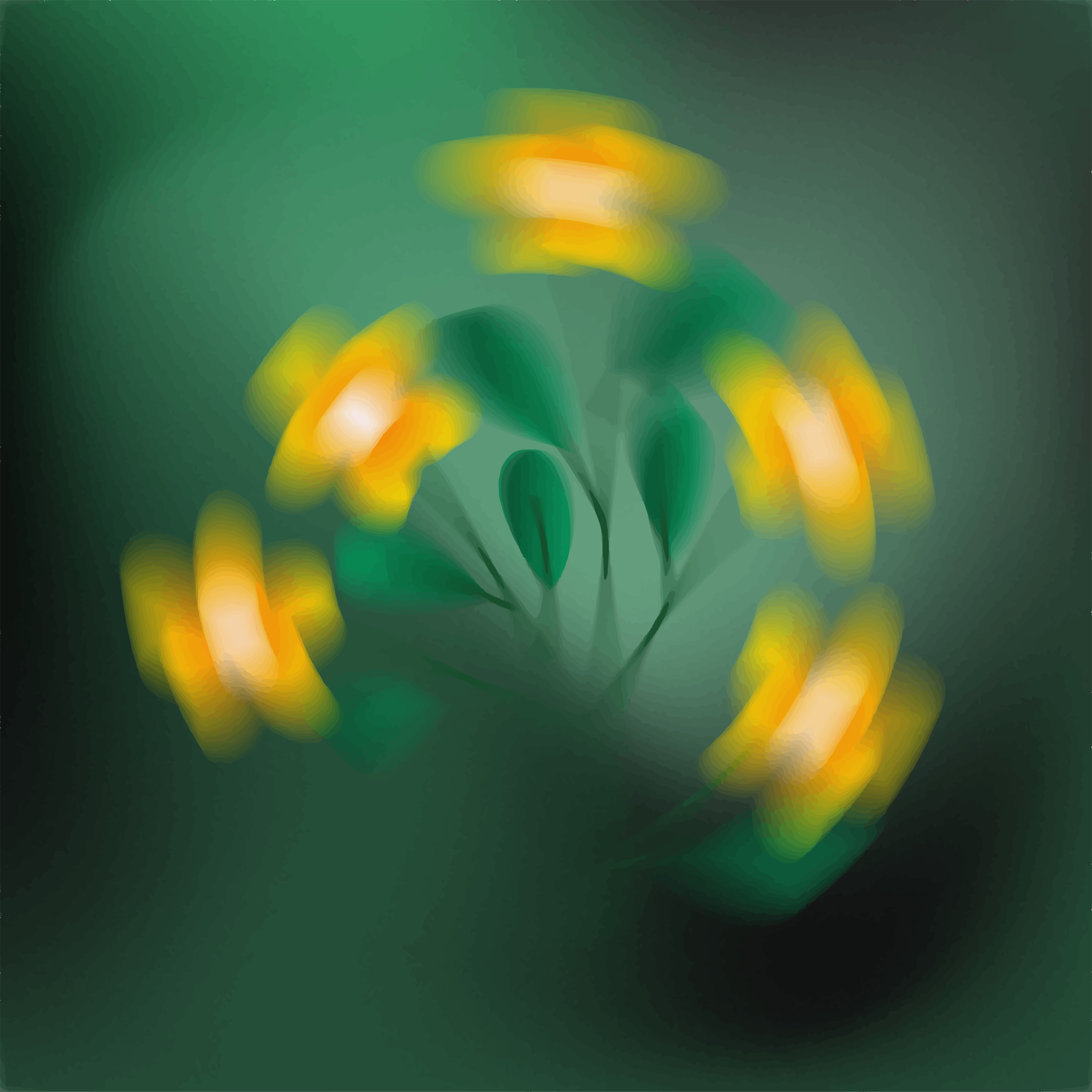 Las flores se difuminan sobre un fondo verde oscuro.