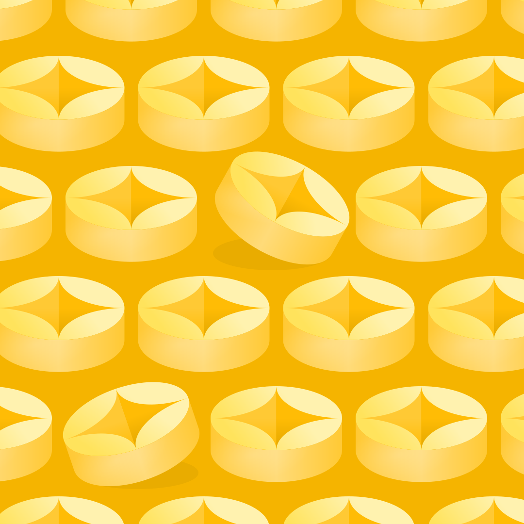 Repeating geometric patterns of yellow circles.