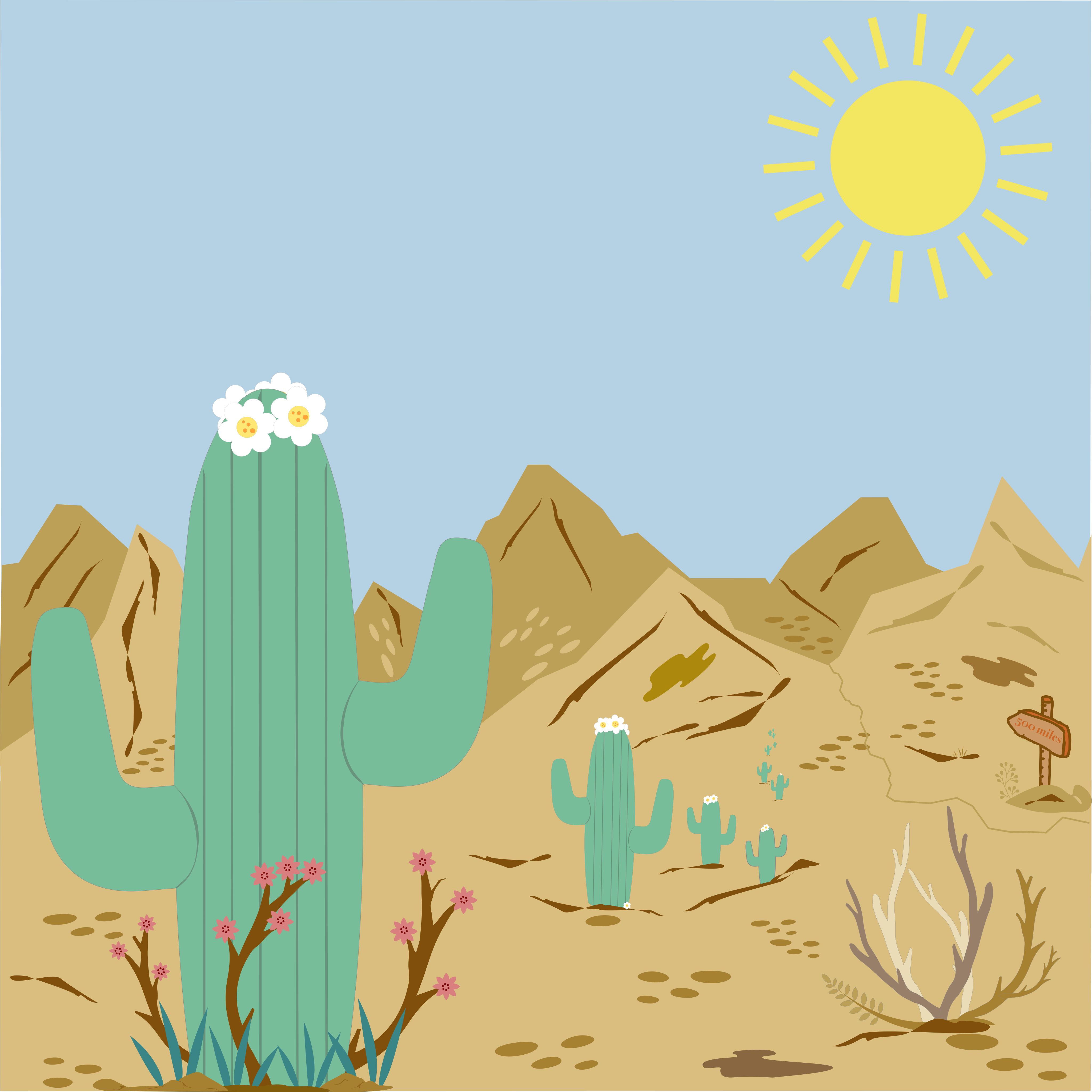 Un cactus fleurit dans un paysage désertique.