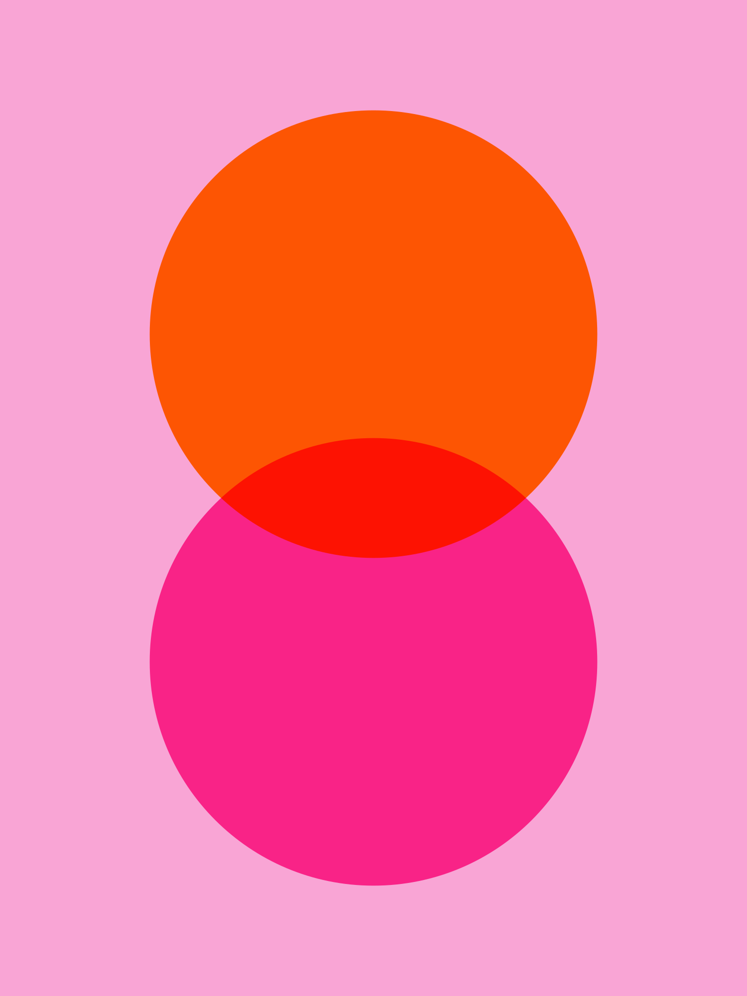 鮮やかな色の2つの重なり合う円。