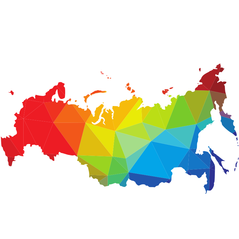 Une carte géométrique colorée de la Russie.