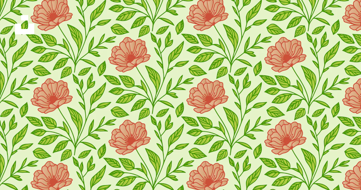 Flowers and leaves create a colorful, repeating pattern. vector – Free ...