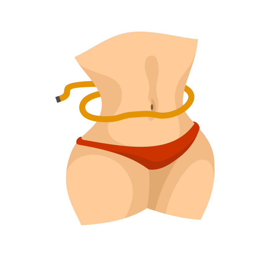 Waist measurement using a tape measure.