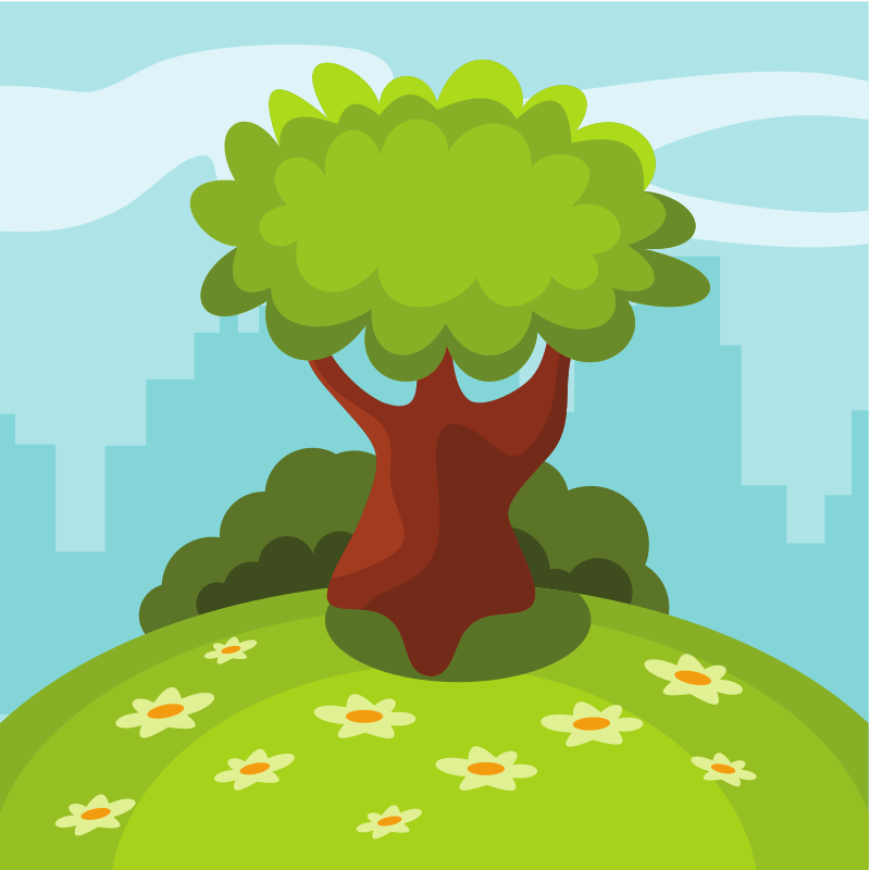 A tree stands on a hill.