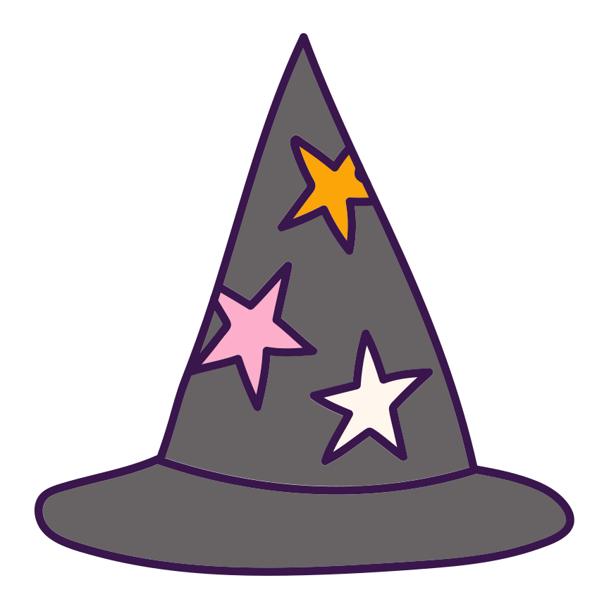 Ein Hexenhut mit bunten Sternen. Vektor – Kostenloses Bild zum Thema  Illustration auf Unsplash, image size:3000x3000