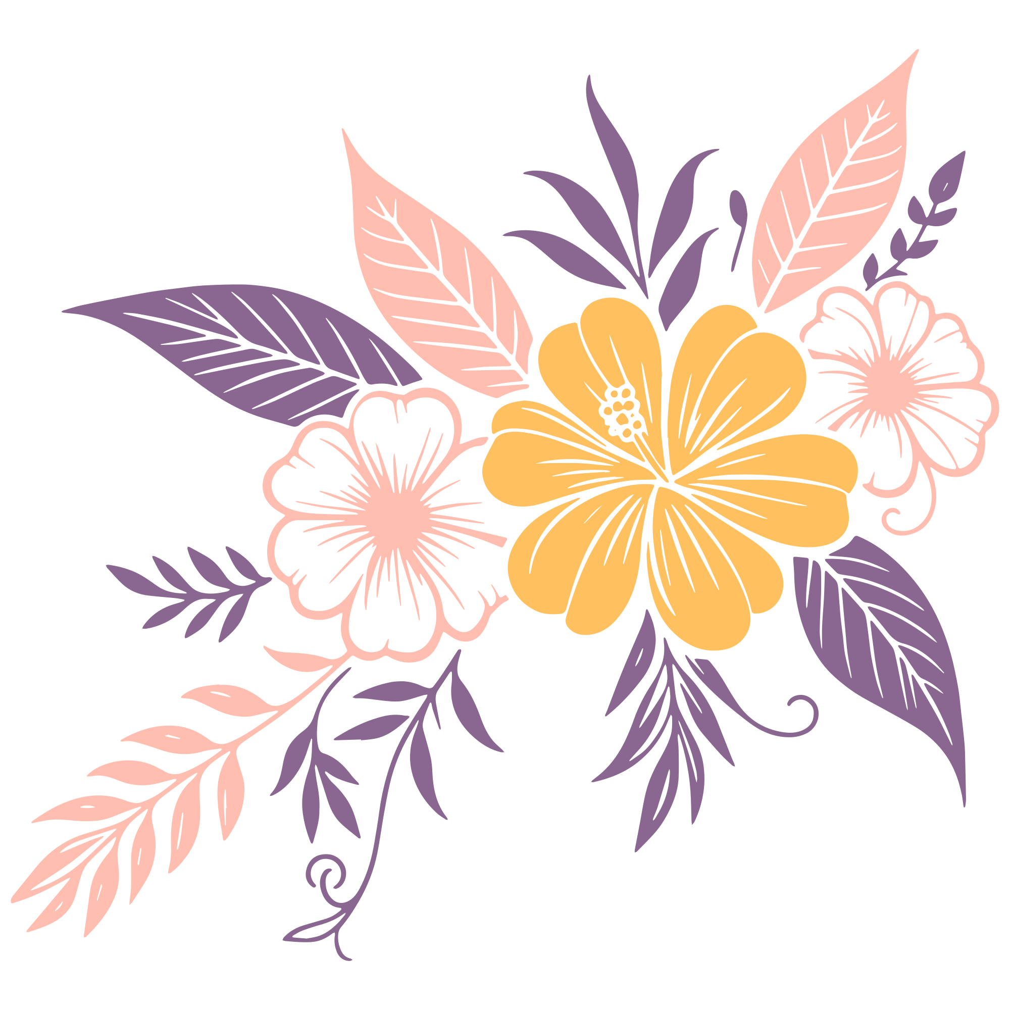 아름다운 꽃과 잎이 우아한 꽃무늬 디자인을 만듭니다. 벡터 – Unsplash의 무료 그림 이미지, image size:3000x3000