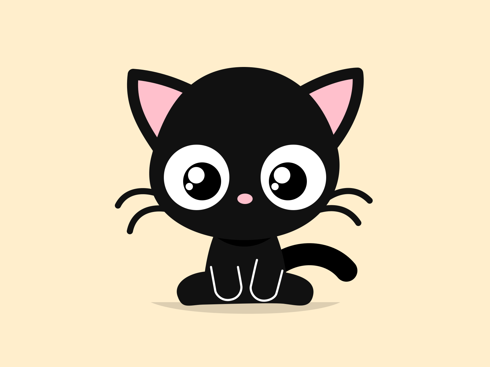 Aqui vai uma legenda: um gato preto fofo, de desenho animado, está sentado.  vetor – Imagem grátis sobre Gato na Unsplash, image size:3000x2250