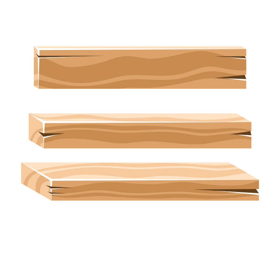 Three wooden planks are shown in this image.