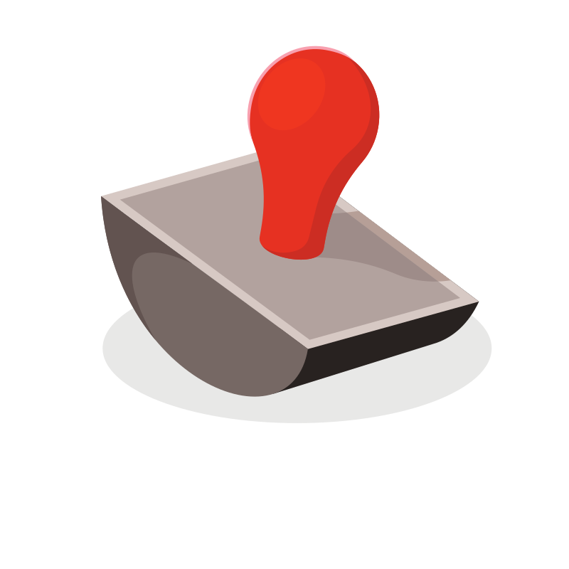 Here is a possible caption: a rubber stamp icon is shown.