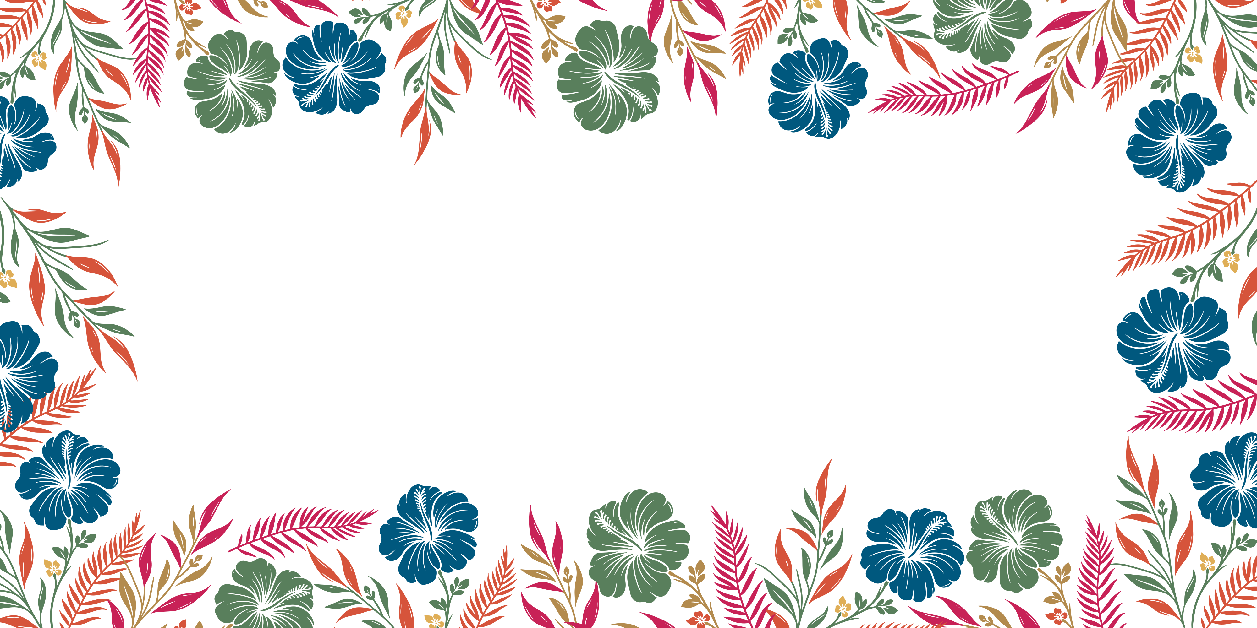 Un borde floral rodea un espacio blanco en blanco. vector – Imagen de  Ilustración gratuita en Unsplash, image size:3000x1500