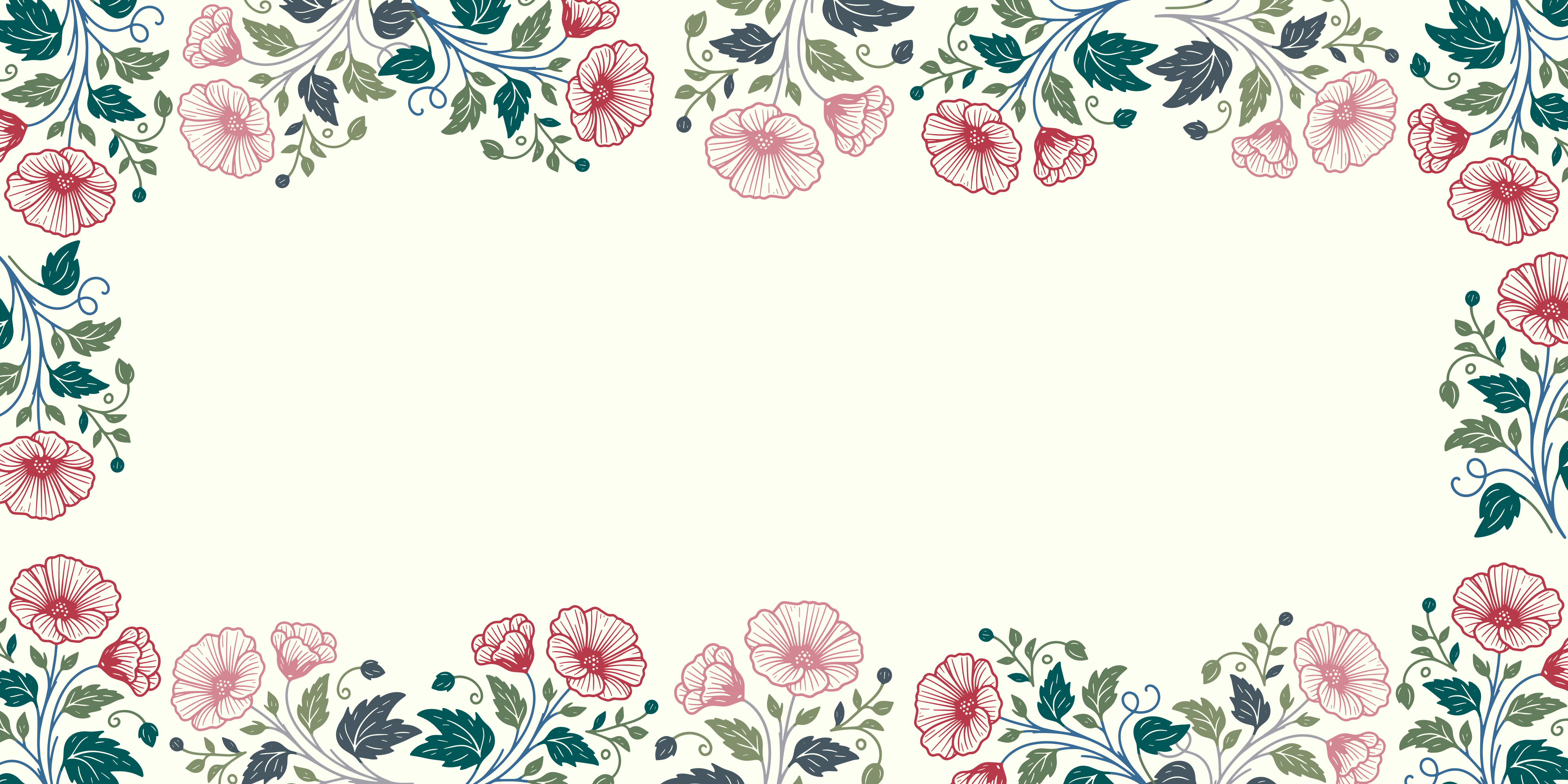 Floral frame with copy space on a cream background.