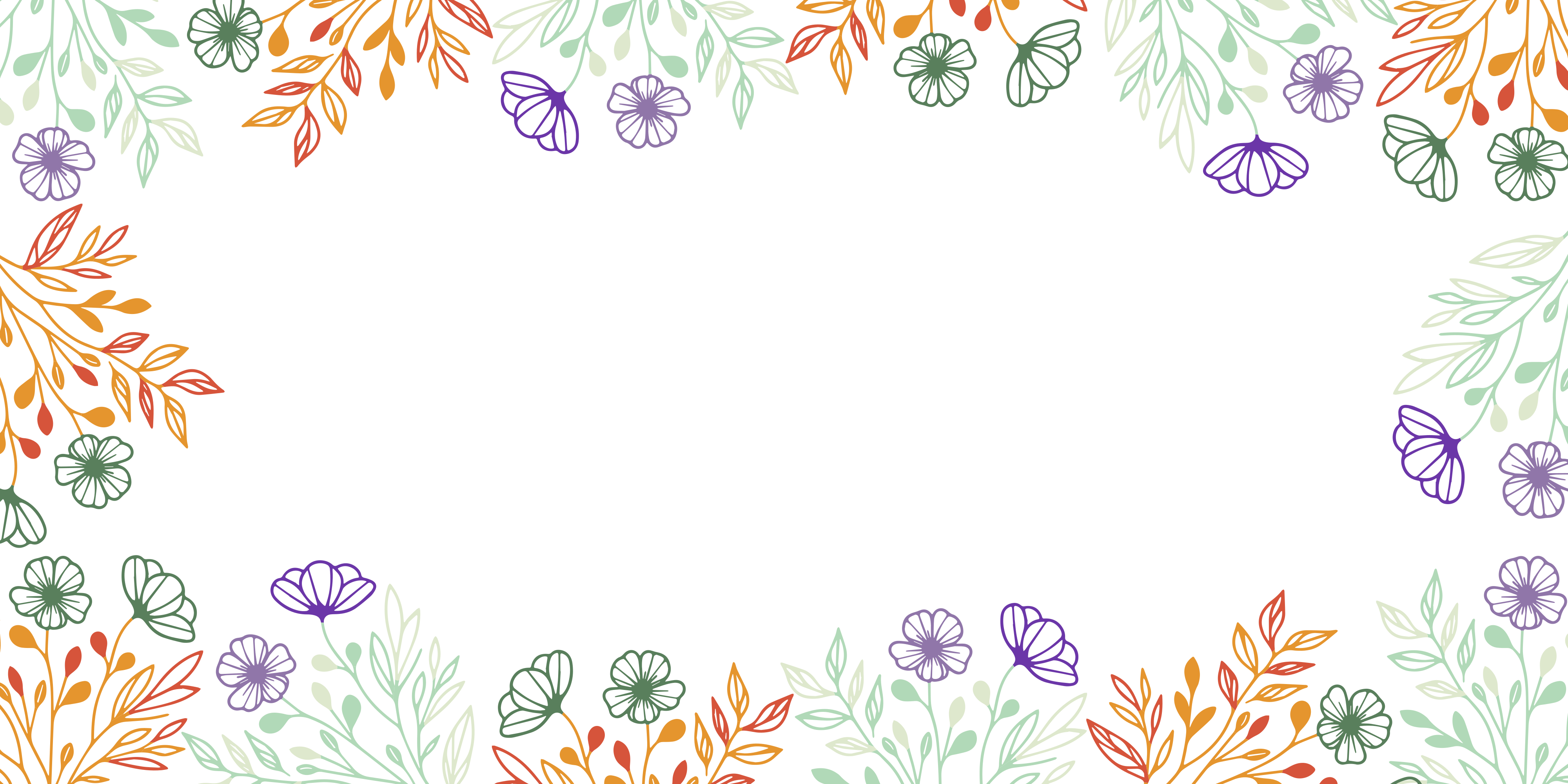 Floral border with flowers and butterflies. vector – Free Illustration  Image on Unsplash, image size:3000x1500