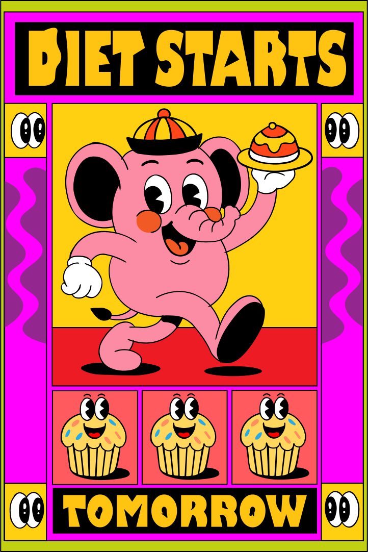 A happy elephant is postponing its diet.