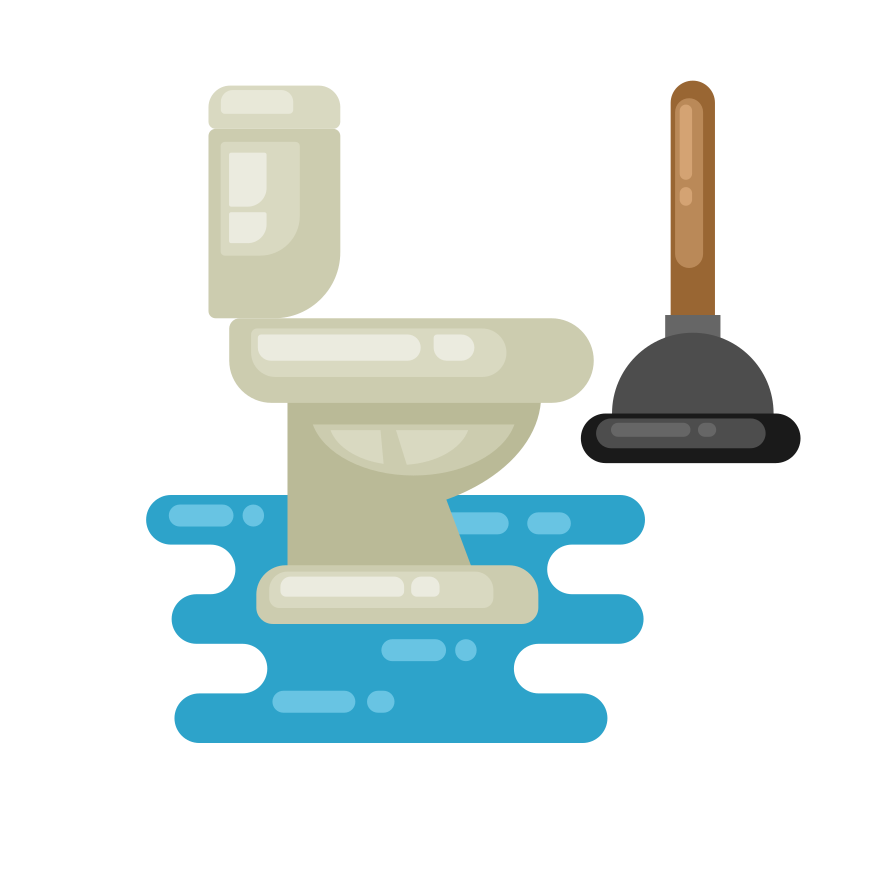 A toilet is overflowing with a plunger nearby.