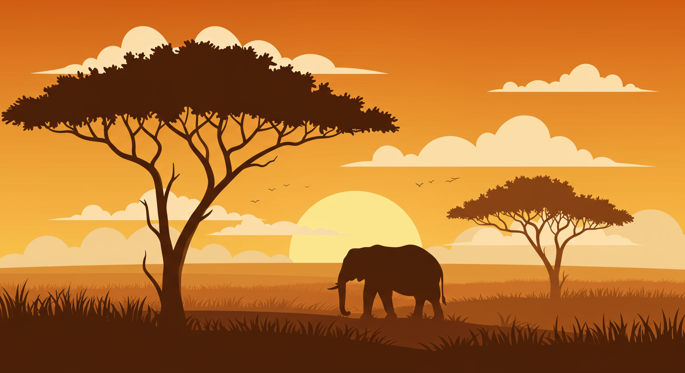 Un elefante camina por la sabana africana al atardecer. vector – Imagen de  Amanecer gratuita en Unsplash, image size:3000x1636