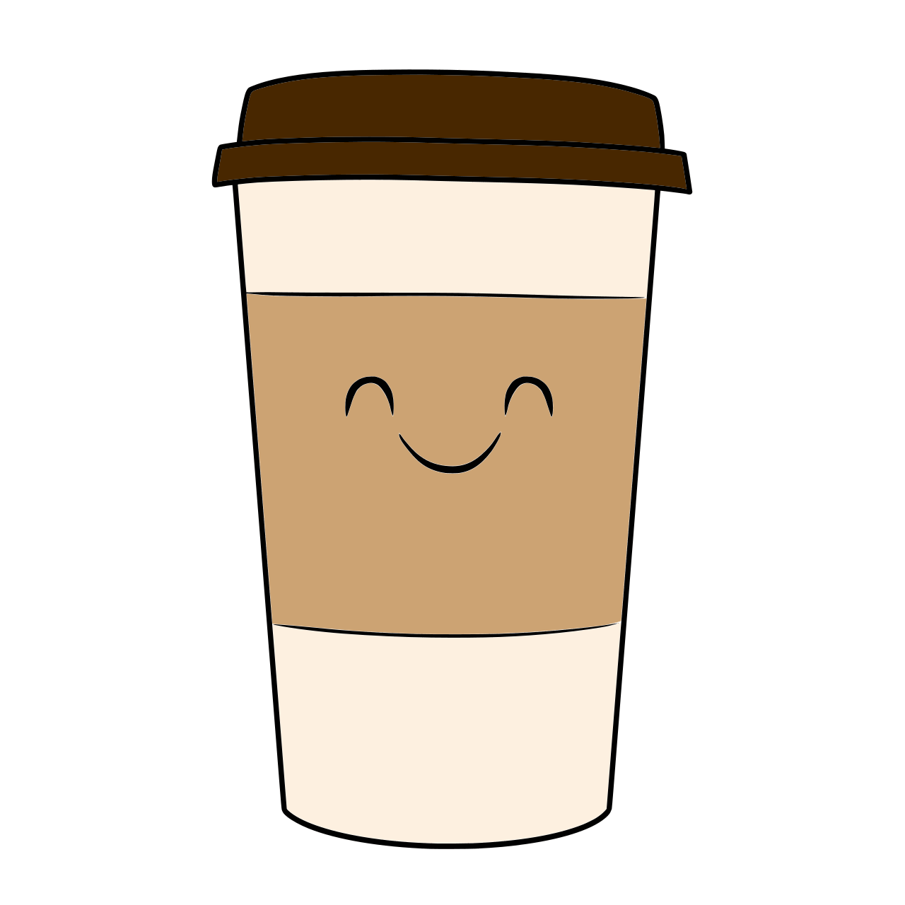 Here's a caption: a smiling coffee cup.