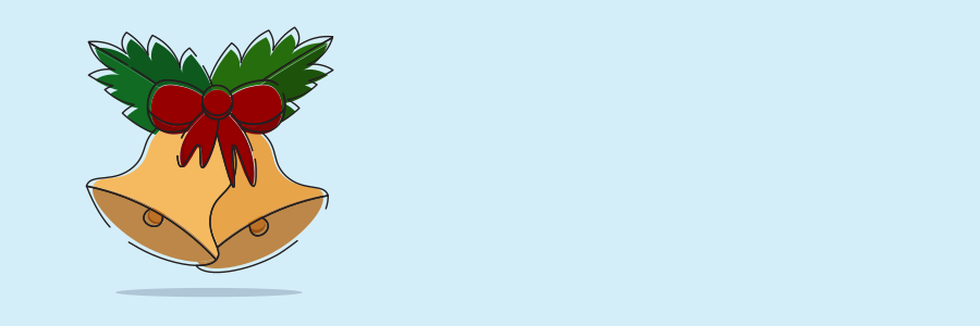 Christmas bells with a red bow.