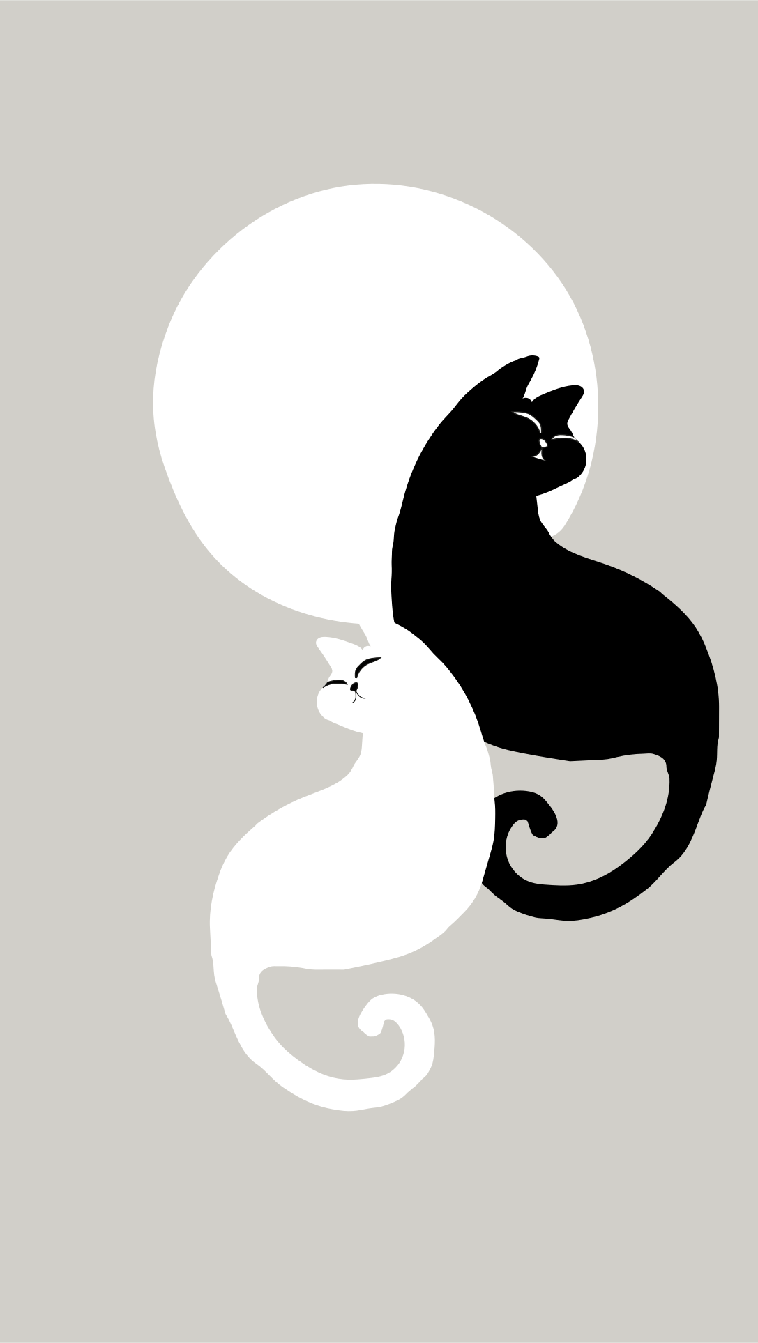 Two cats form a yin and yang design.