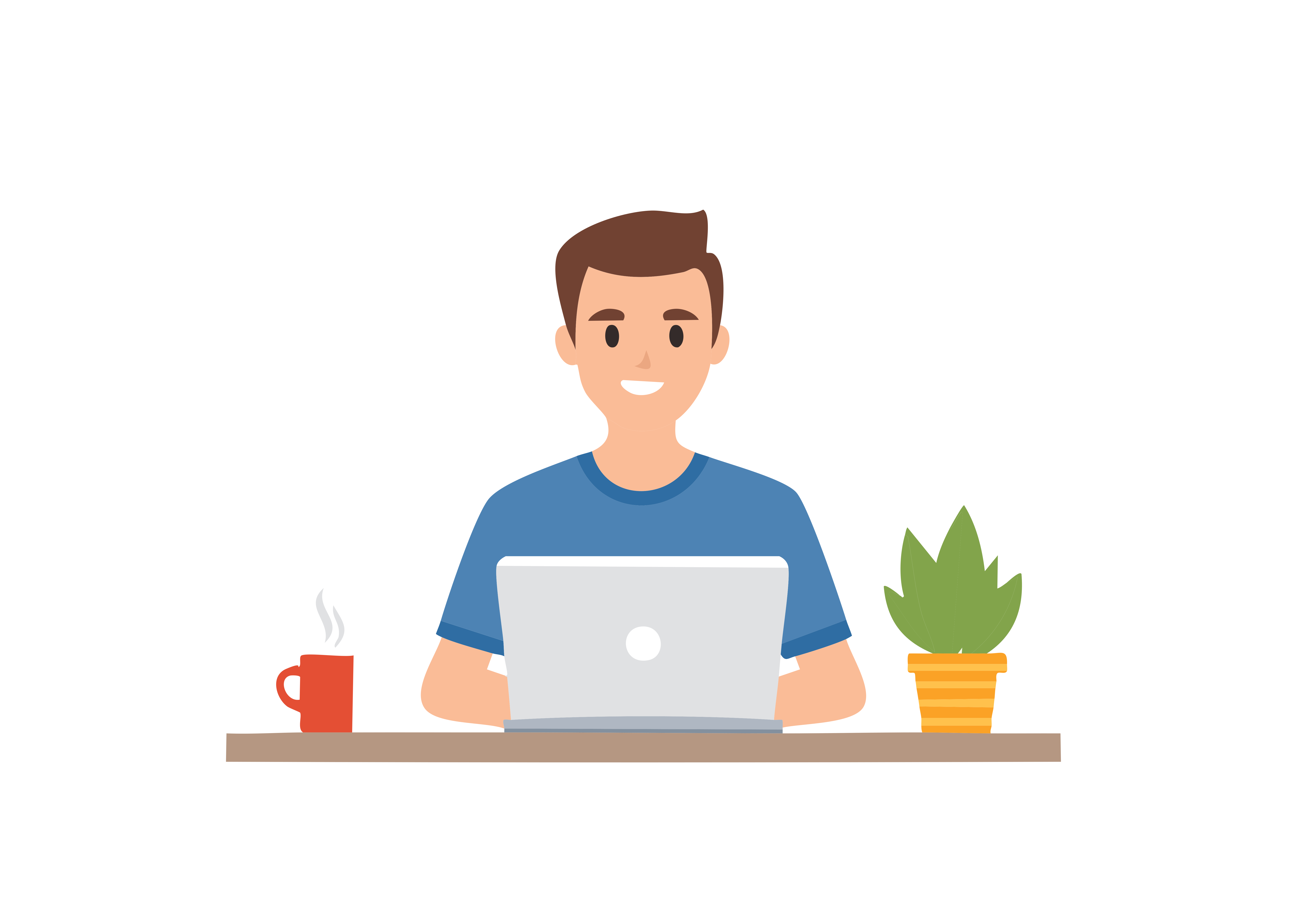 Un uomo lavora al suo portatile a una scrivania.