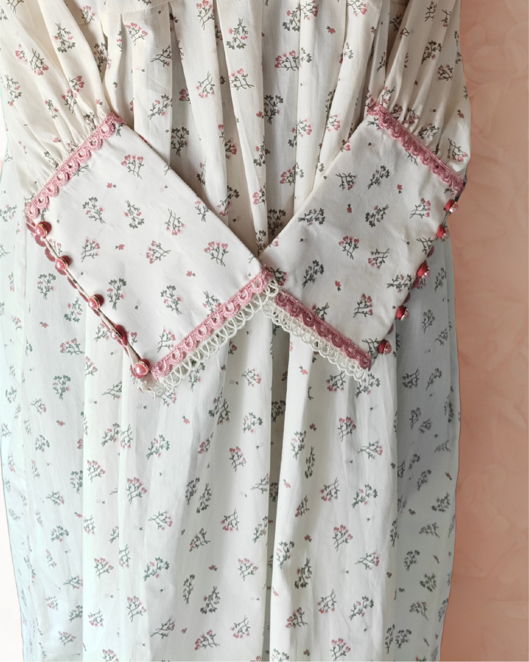 Floral Print Cotton Kurta with Pearl