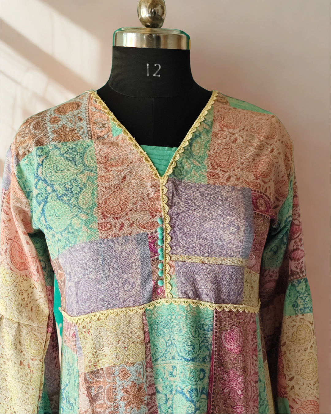 Multi-Print Tunic with Lace Detail