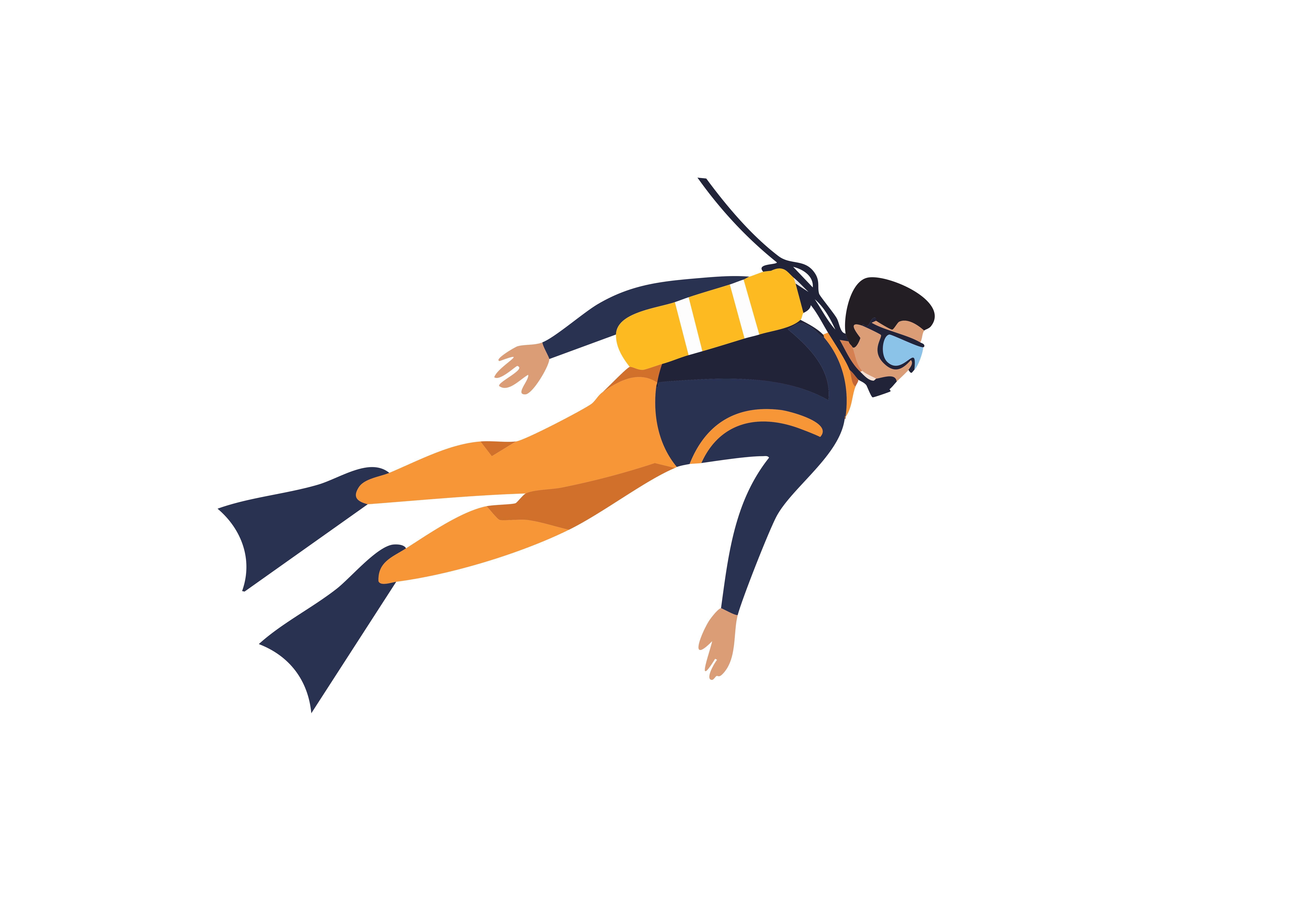 A scuba diver is floating in the ocean.