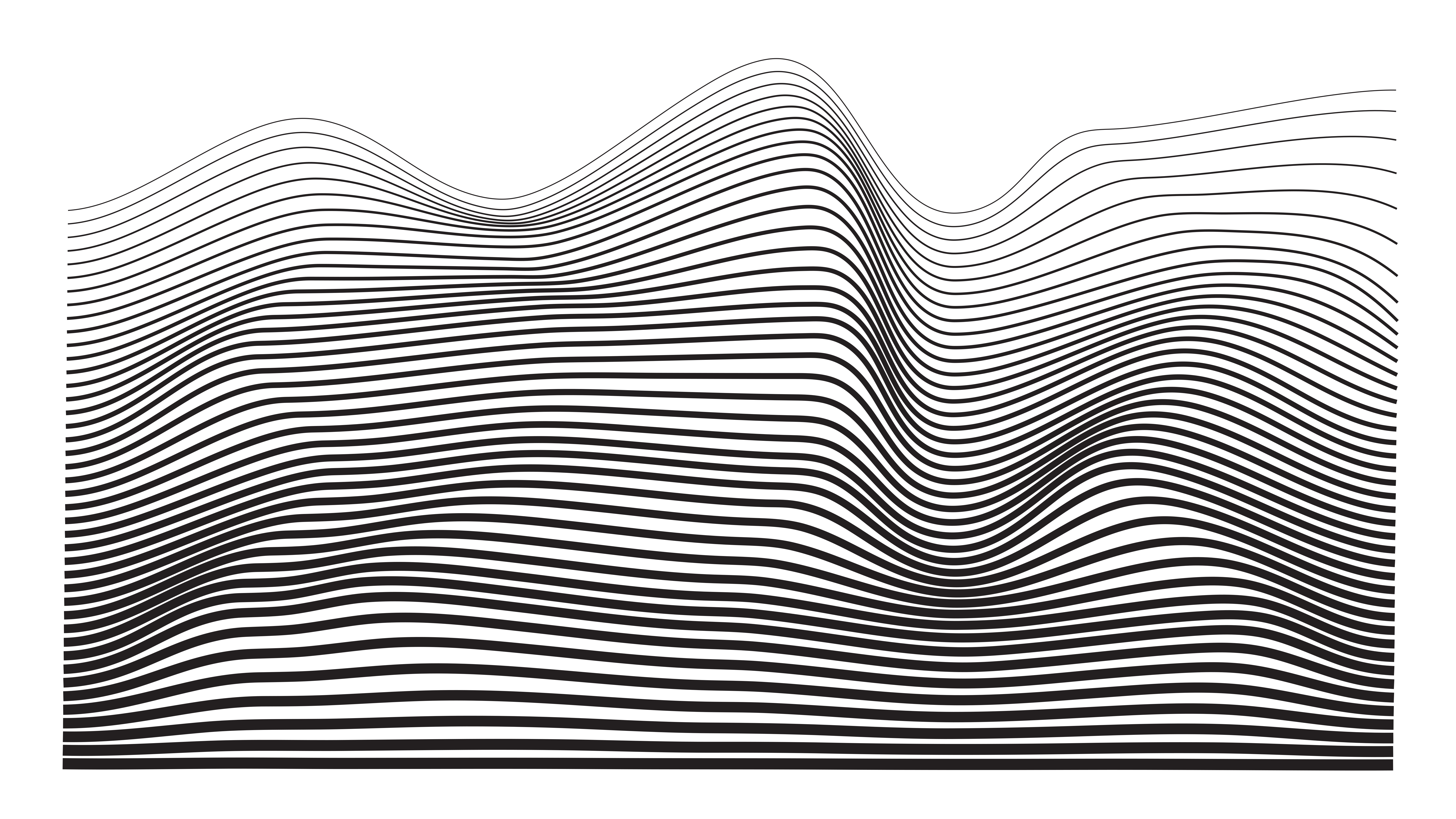 Horizontal lines create an undulating, layered design.