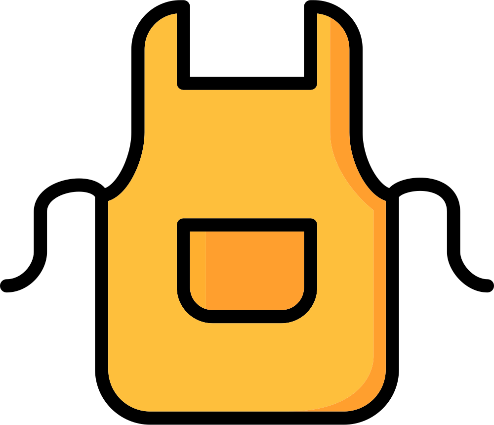 Yellow apron with a pocket and straps