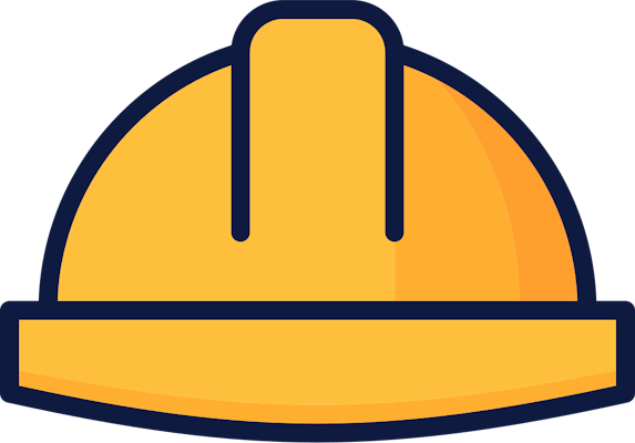 Construction hard hat illustration representing a plumbing or contractor business redesign project