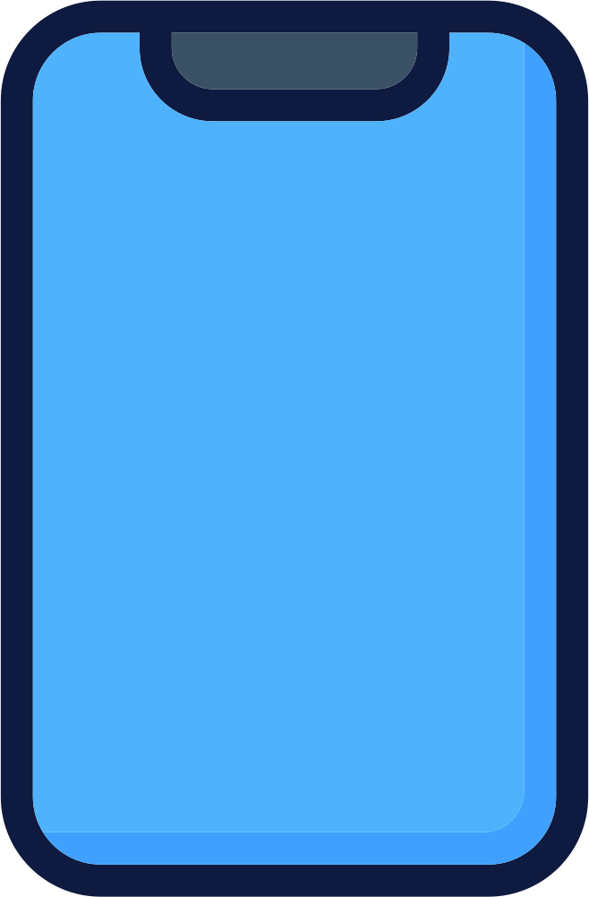 Un smartphone azul sencillo con la parte superior oscura